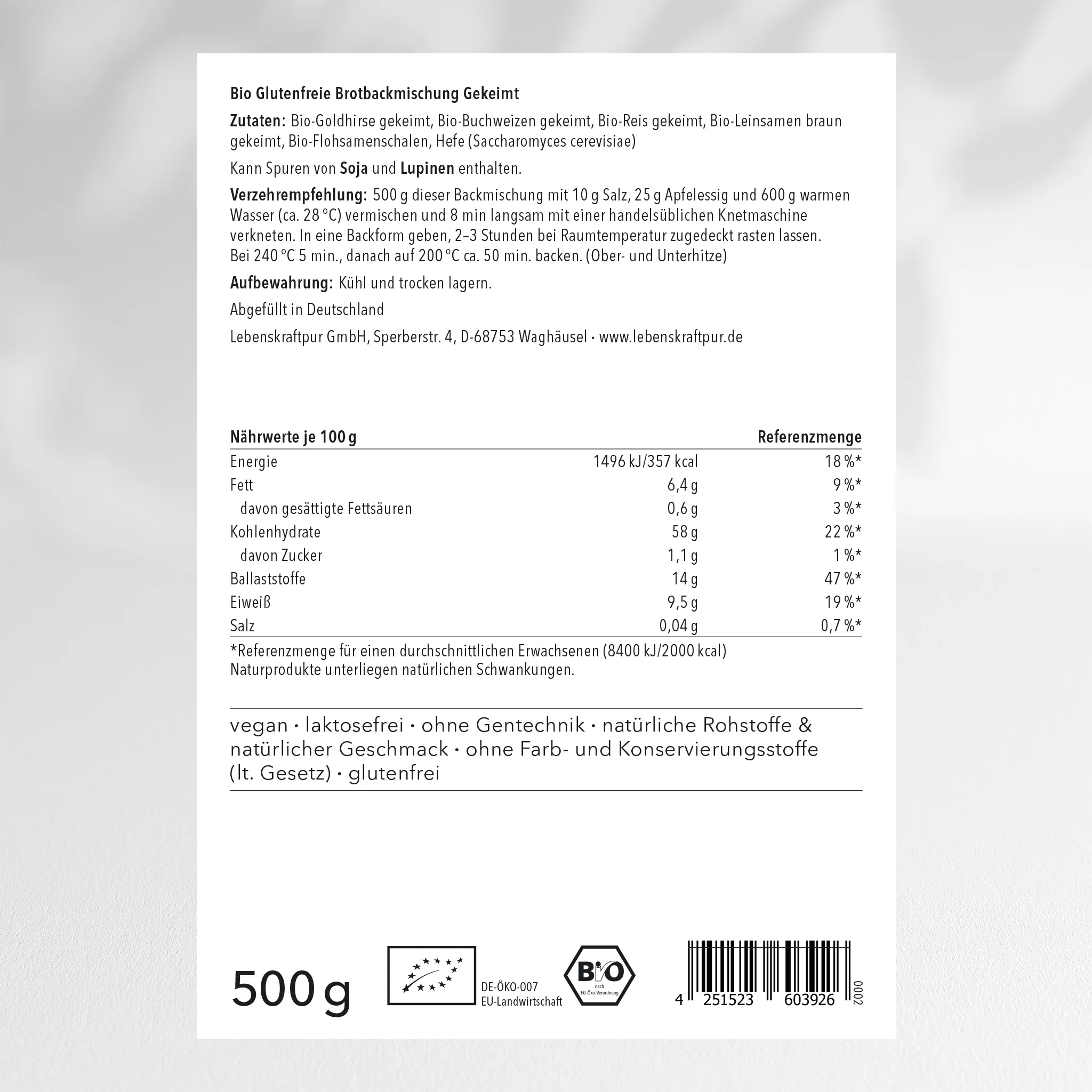Bio Glutenfreie Brotbackmischung Gekeimt - Image 2